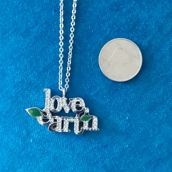 Pendant Necklace. Swarovski "Geology" love earth.  Rhodium plated silver . - Picture 2 of 5